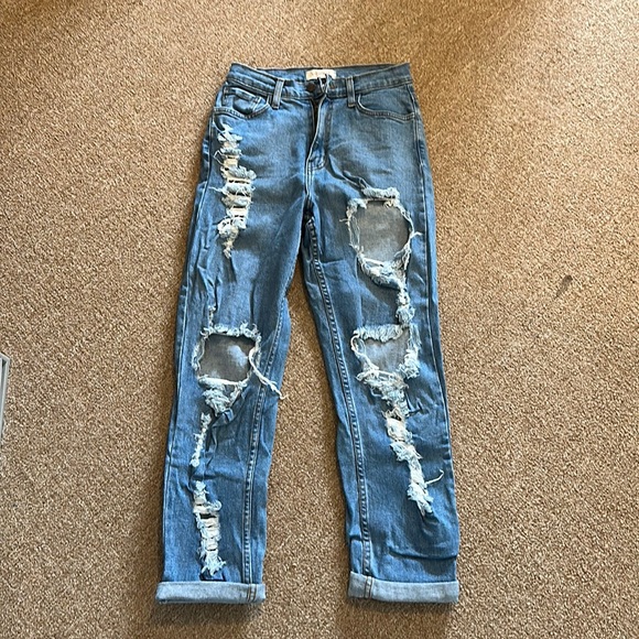 Vibrant ripped cropped jeans - Picture 1 of 4